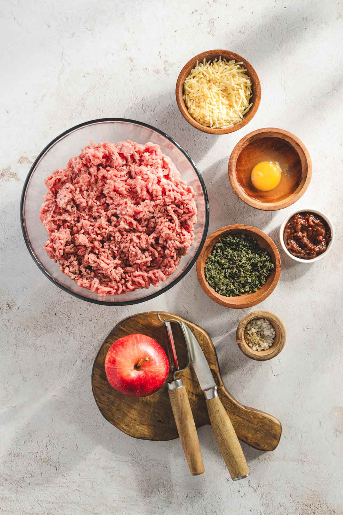 ingredients for apple sage meatballs