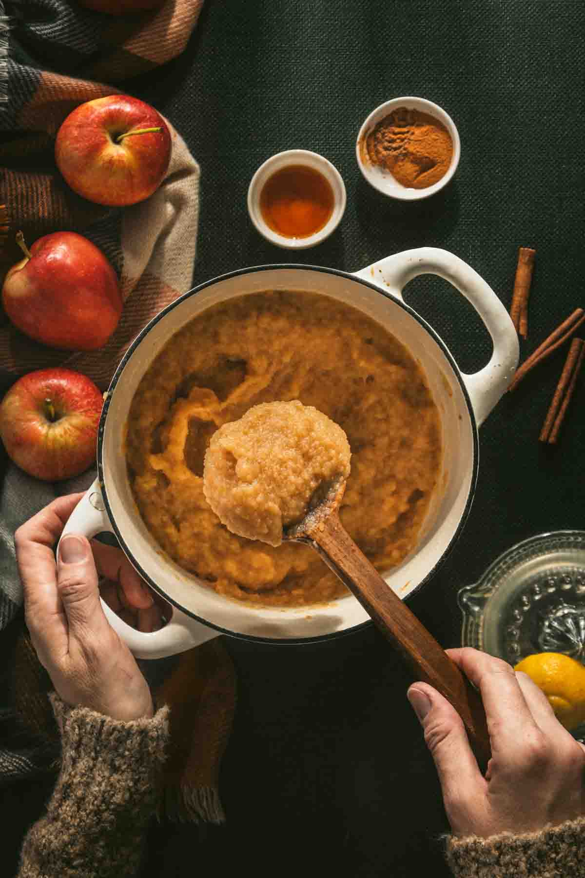 apple butter in a saucepan