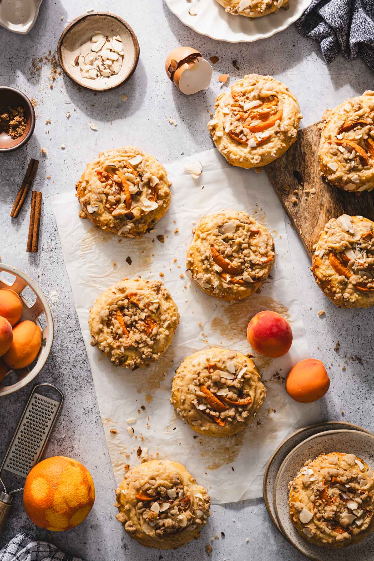 baked sweet buns on a parchment paper