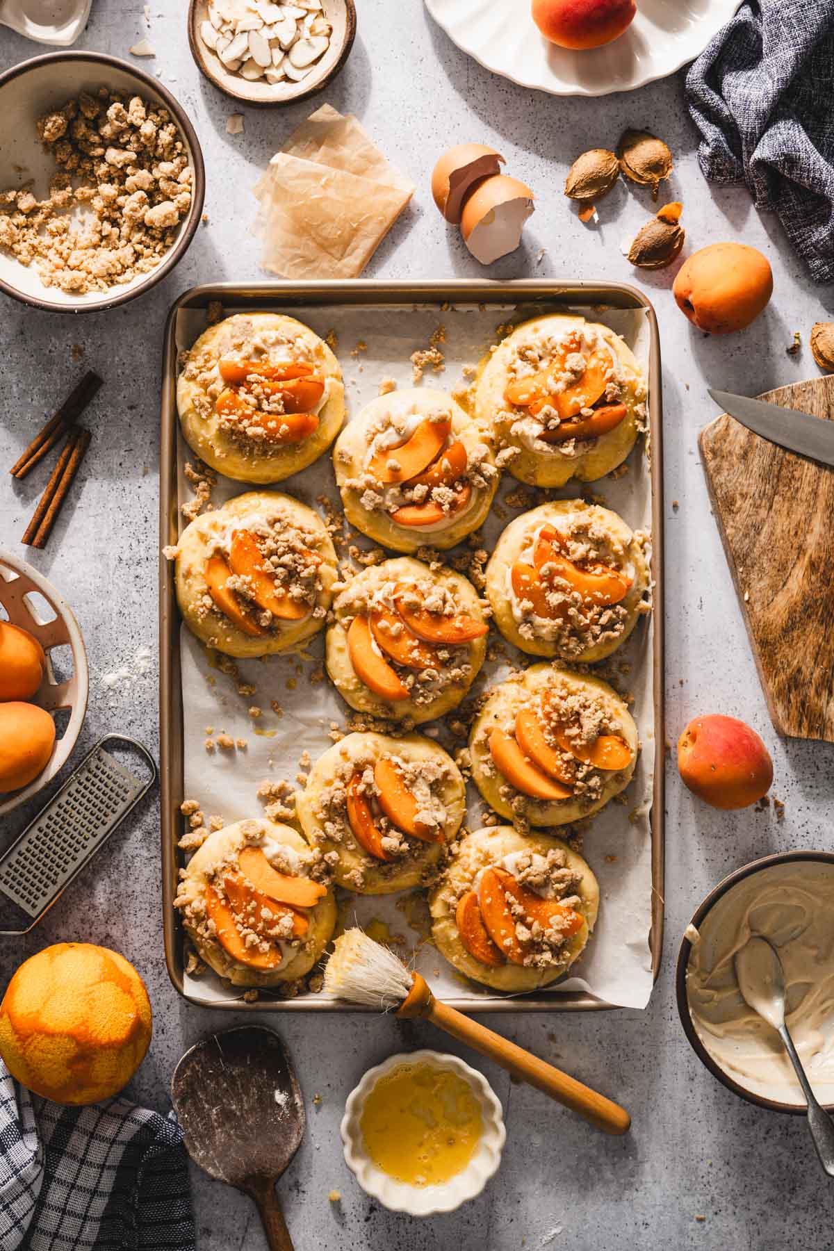 crumble added on top of the sweet buns