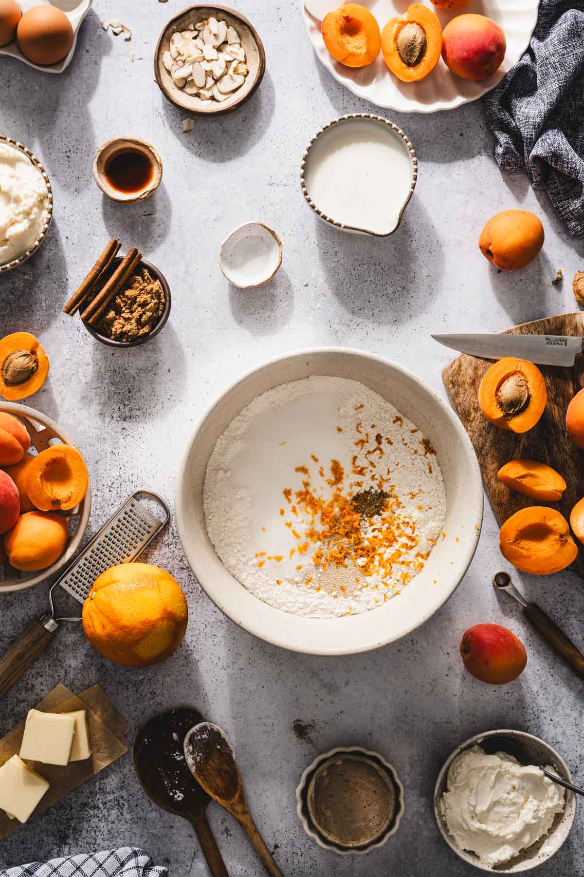large bowl with flour and otehr dry ing