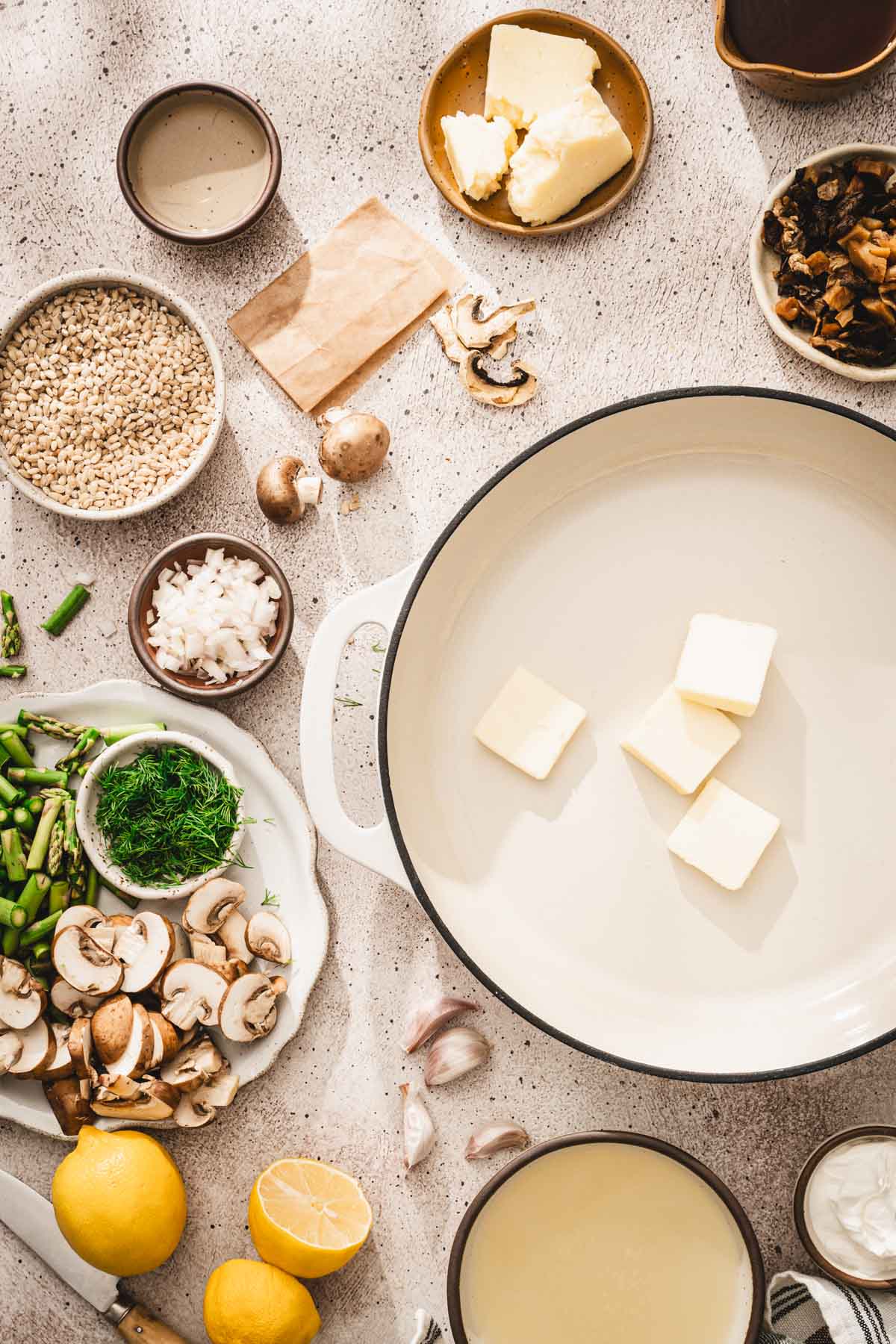 large skillet with butter