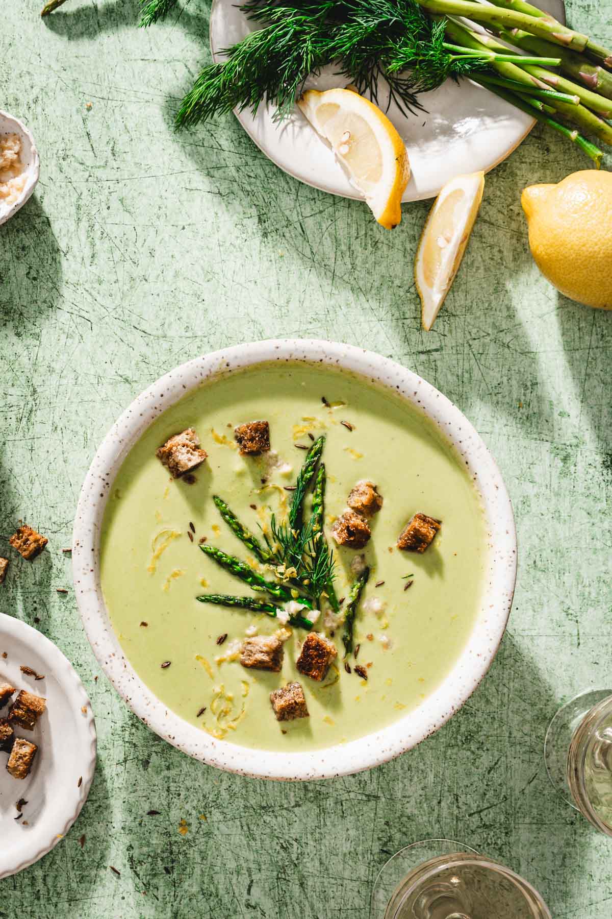 bowl with asaparagus soup
