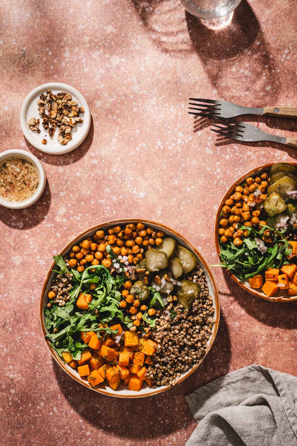 serving bowls with buckwheat squash