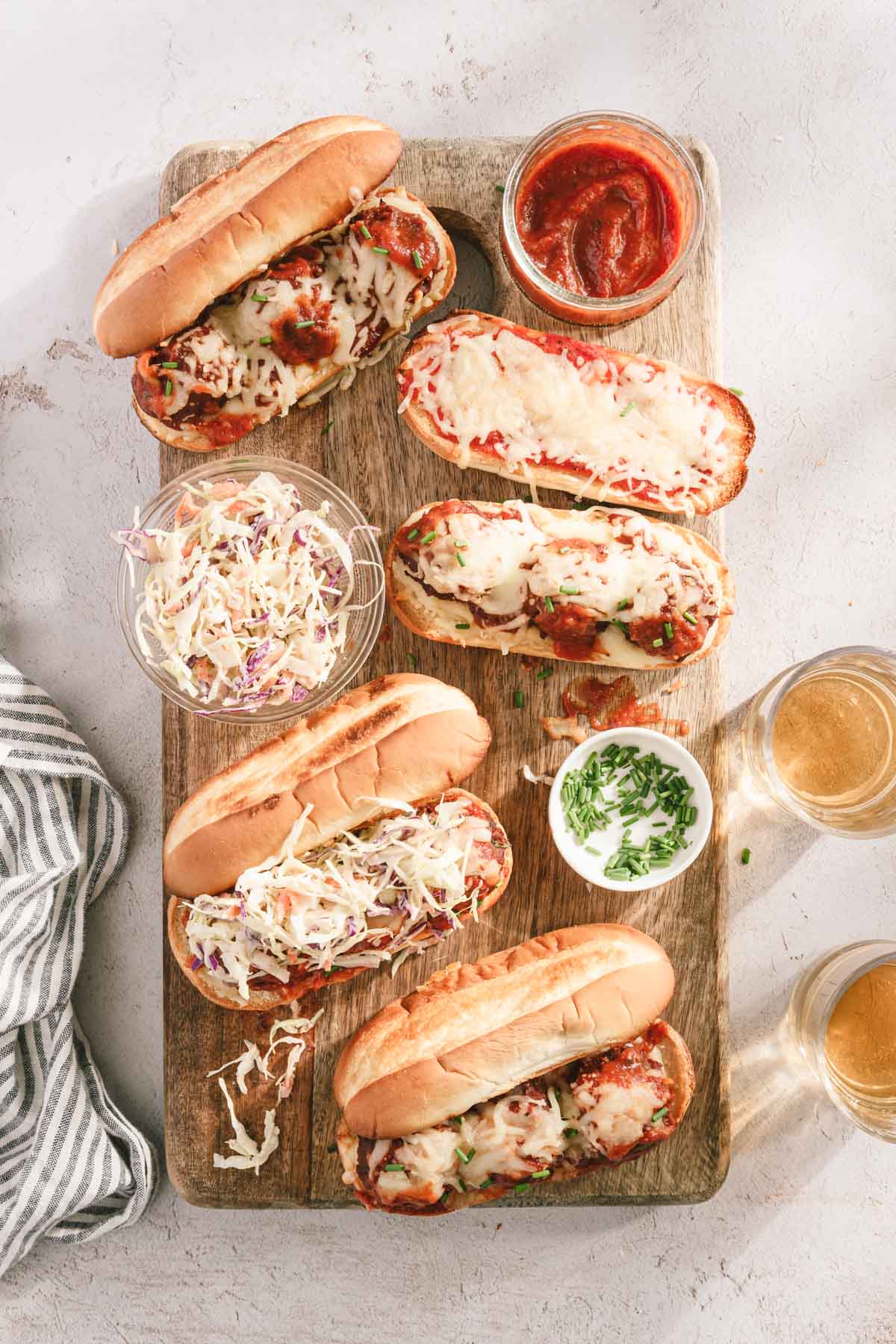 bbq meatballs sub, top view