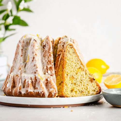 Babka, slices cut out, front view