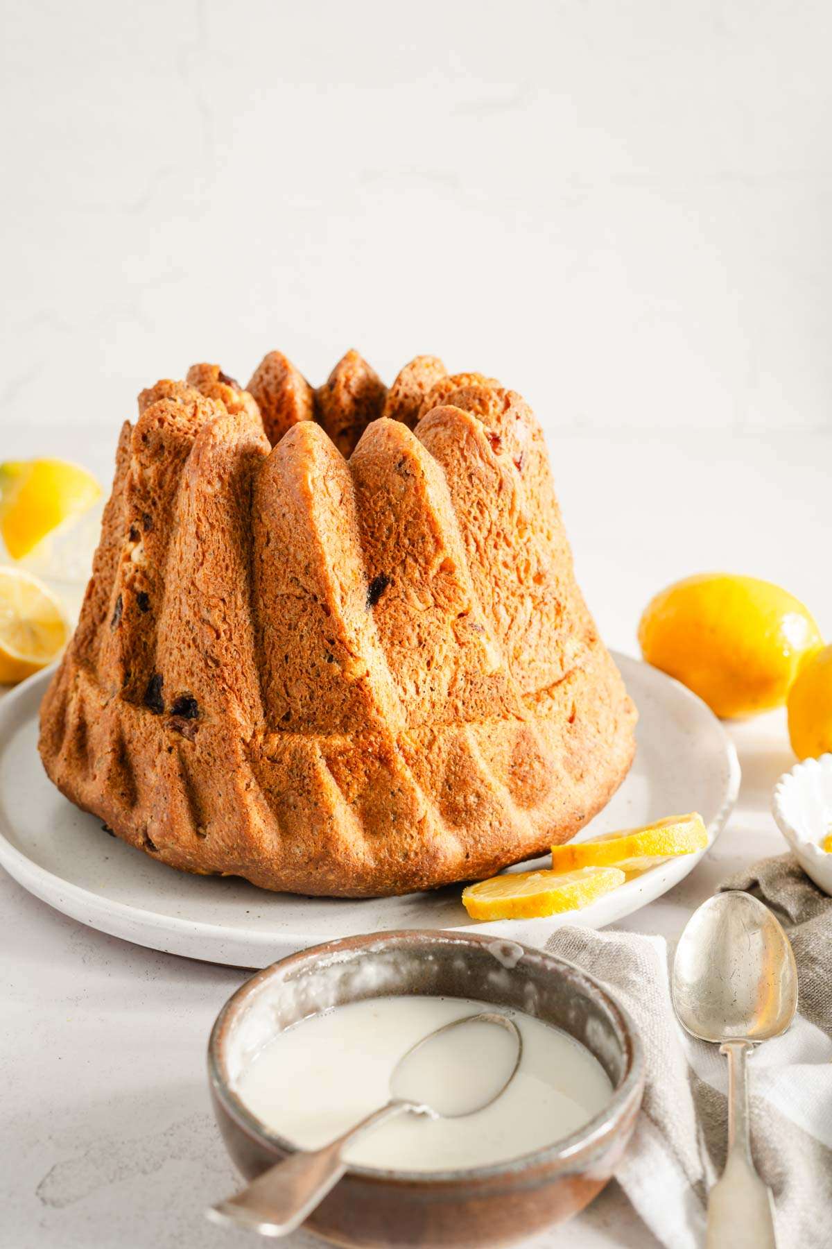 whole baked babka, lemons around