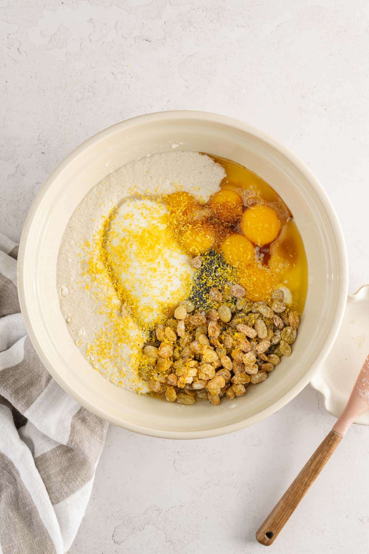 all ingredients for the babka in a mixing bowl