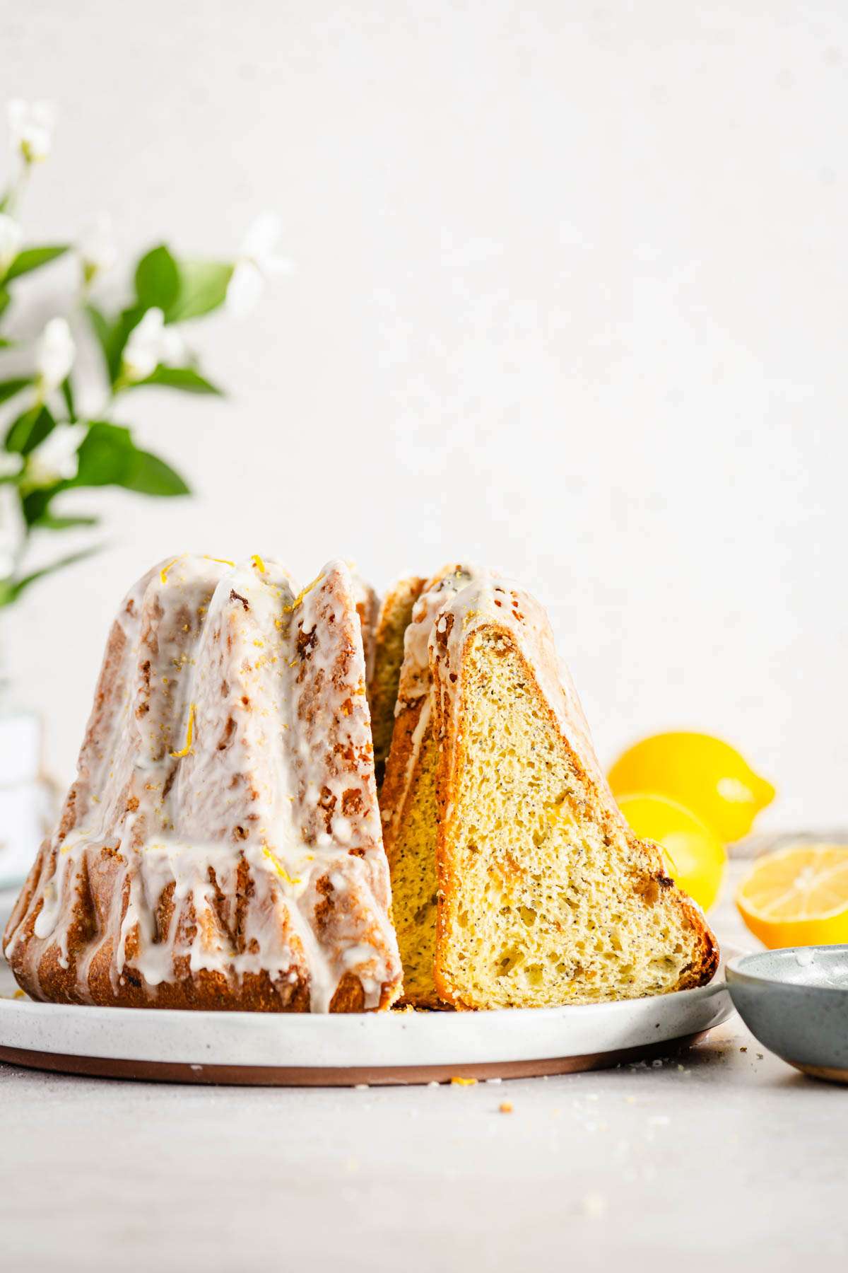 Babka, slices cut out, front view