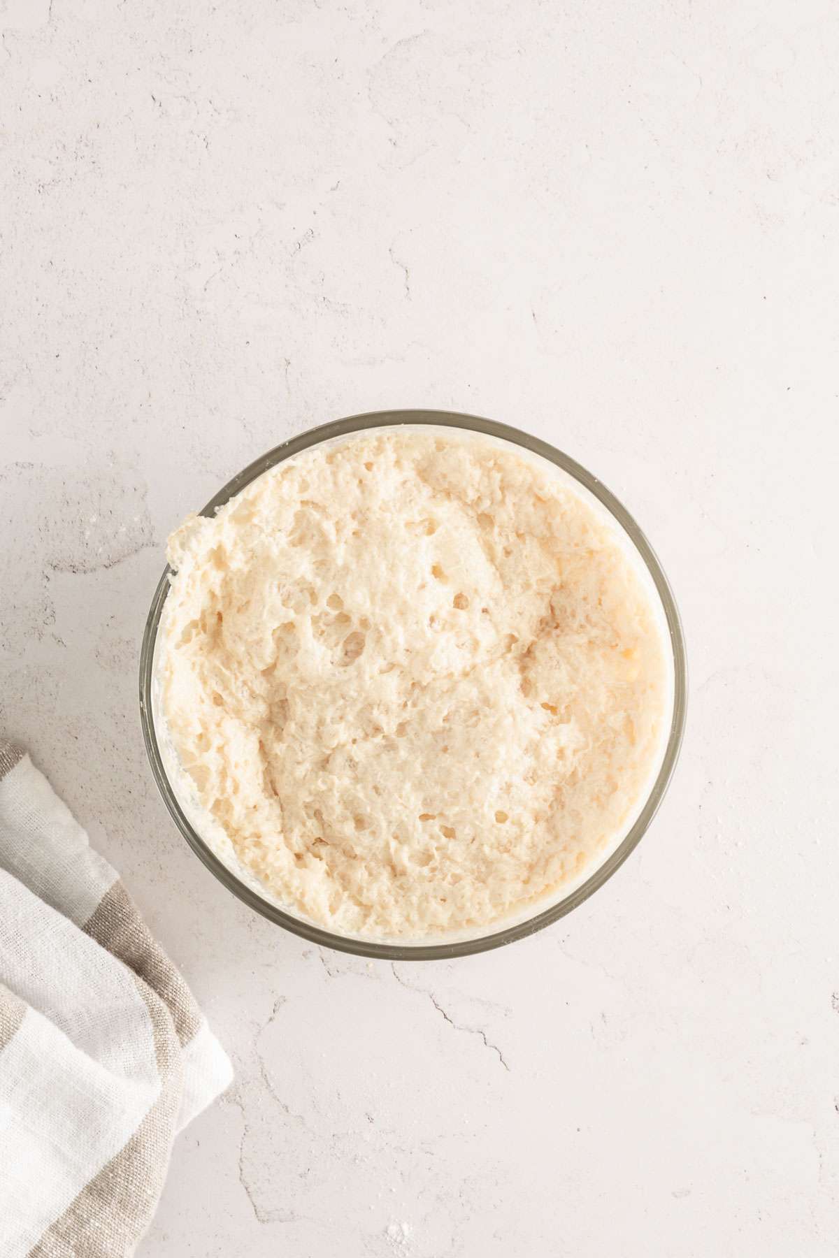 proofed yeast in a glass bowl