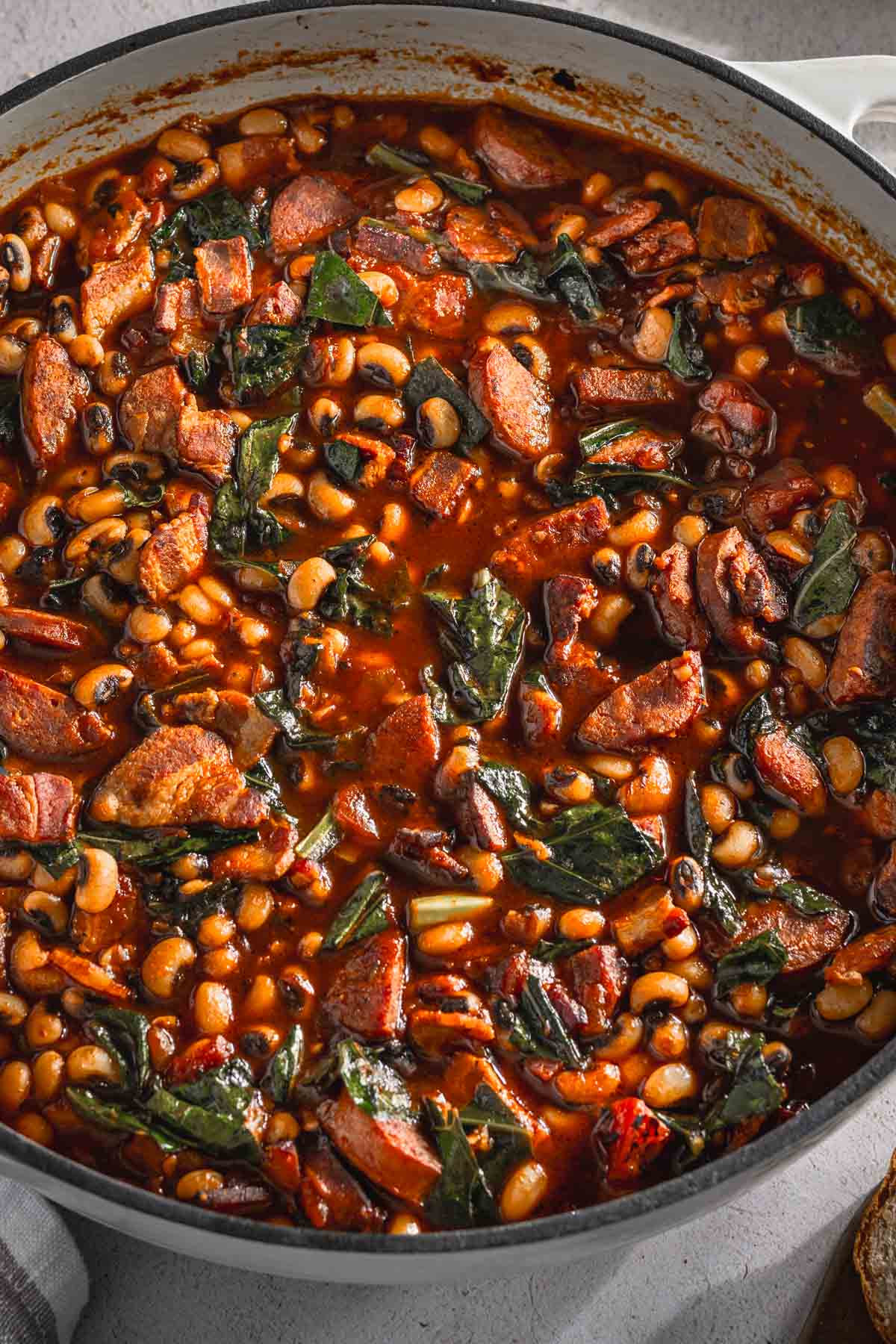 black-eyed pea stew, close up