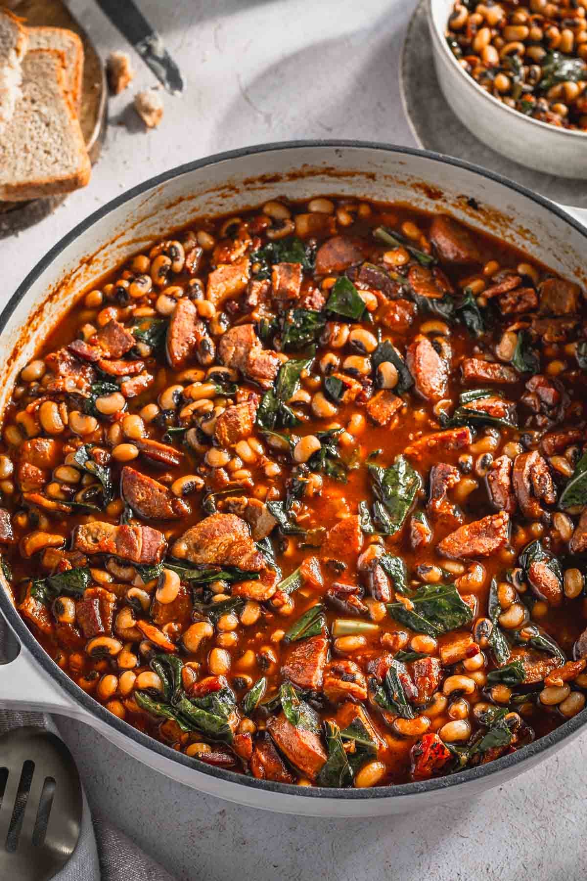 black-eyed pea stew, close up