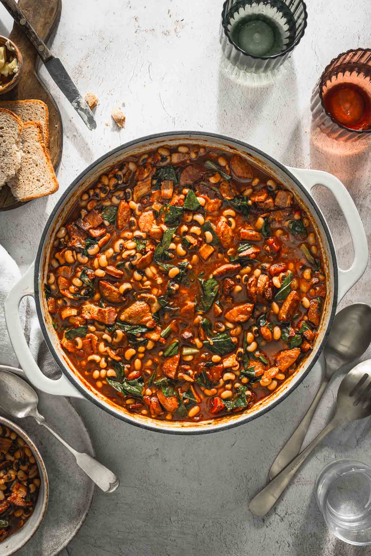 black eye-pea stew in a cooking pan