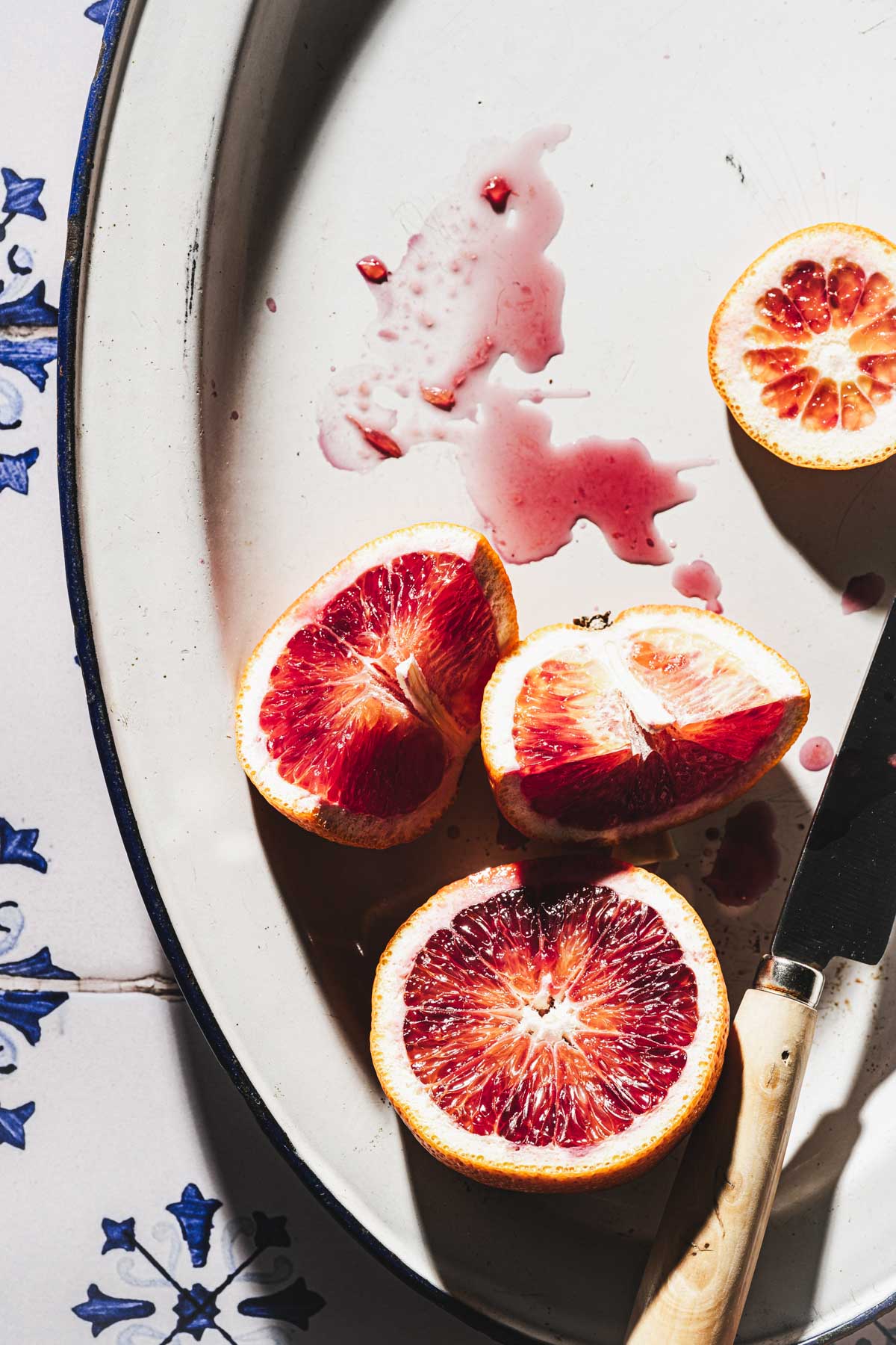 cut up blood oranges