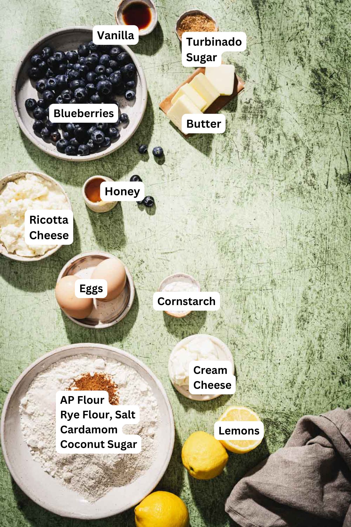 ing to make blueberry galette with name tags