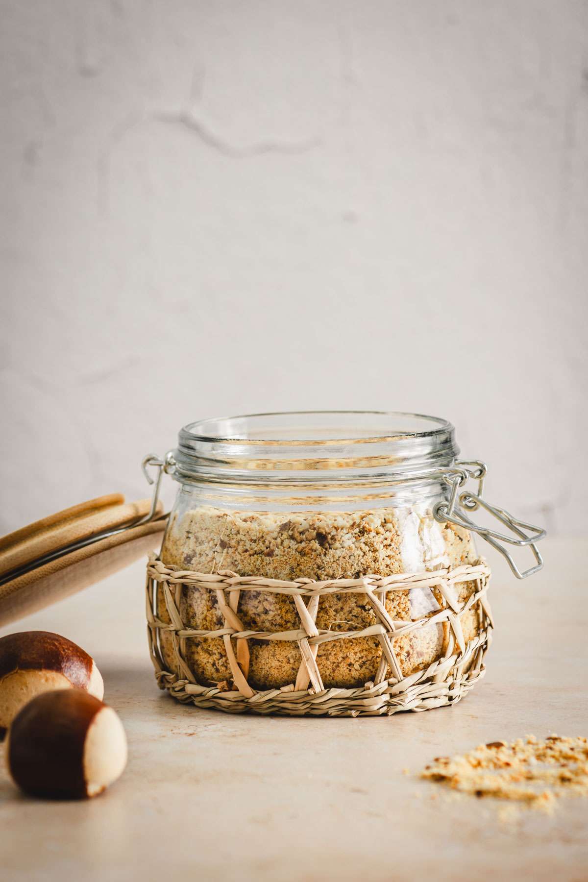 Breadcrumbs in a jar, few pretzel minis around