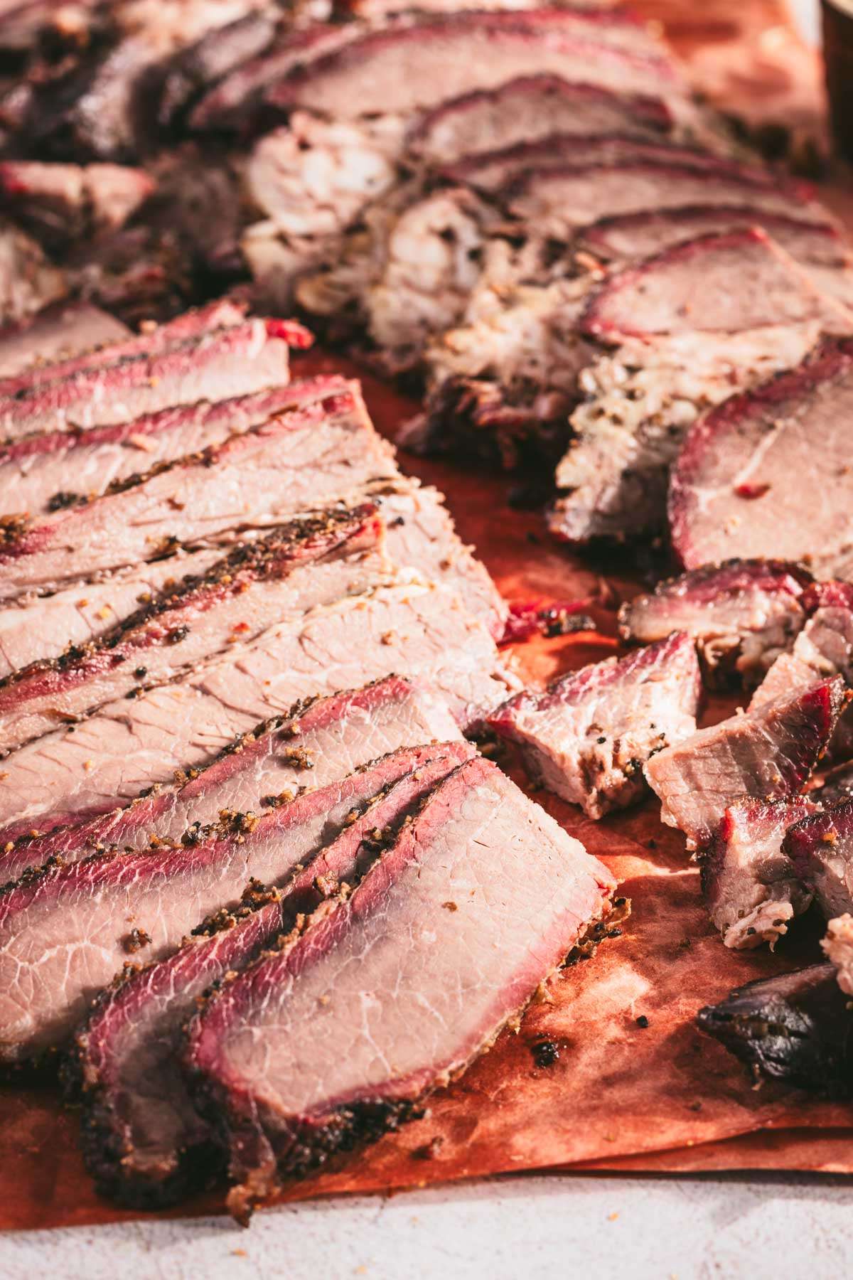 sliced smoked brisket