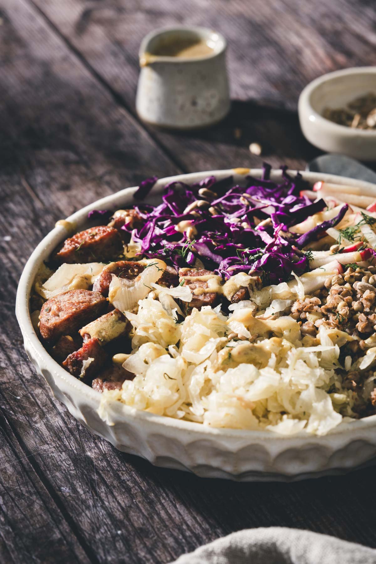 a buckwheat bowl, dish with dressing