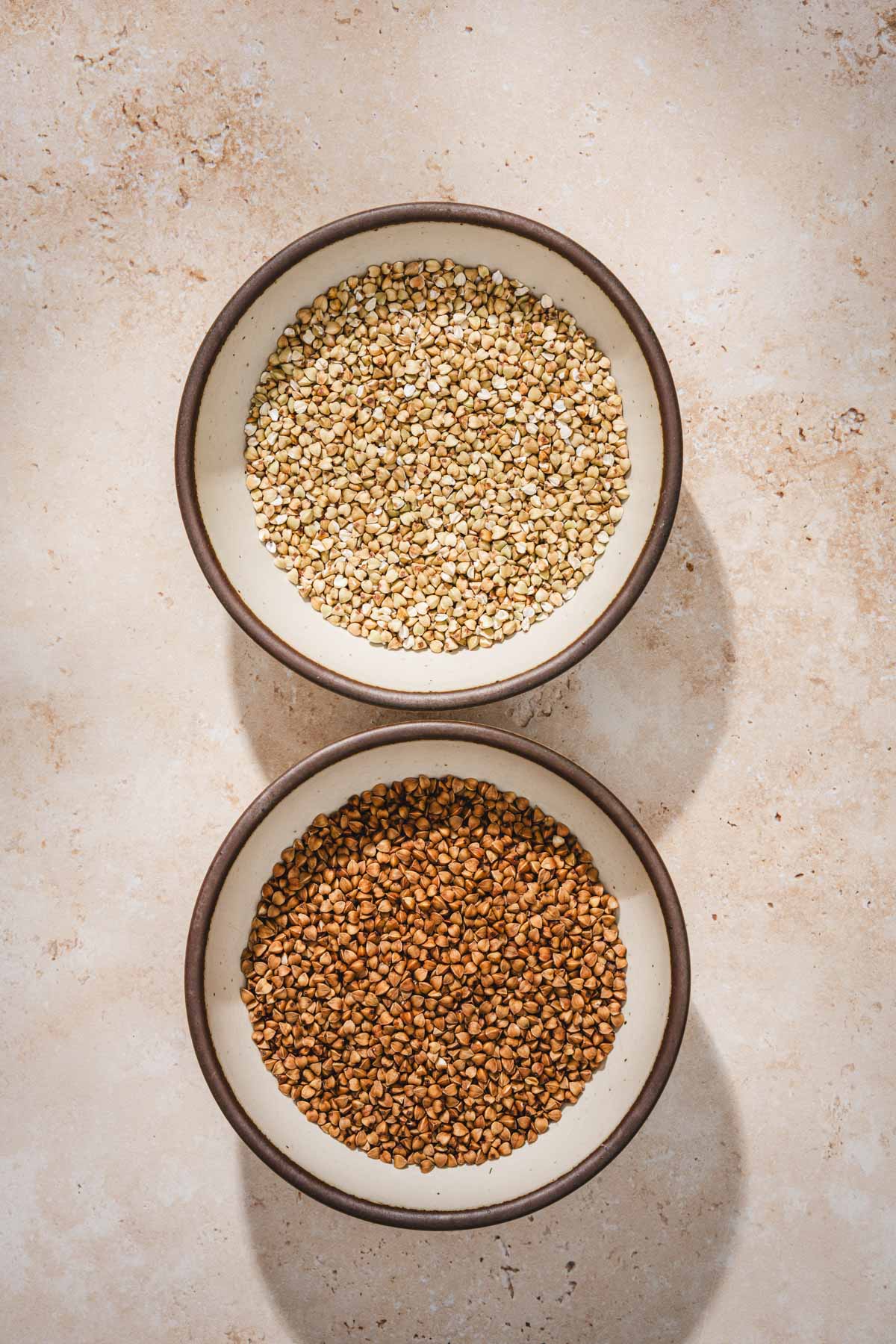 bowls with buckwheat groats