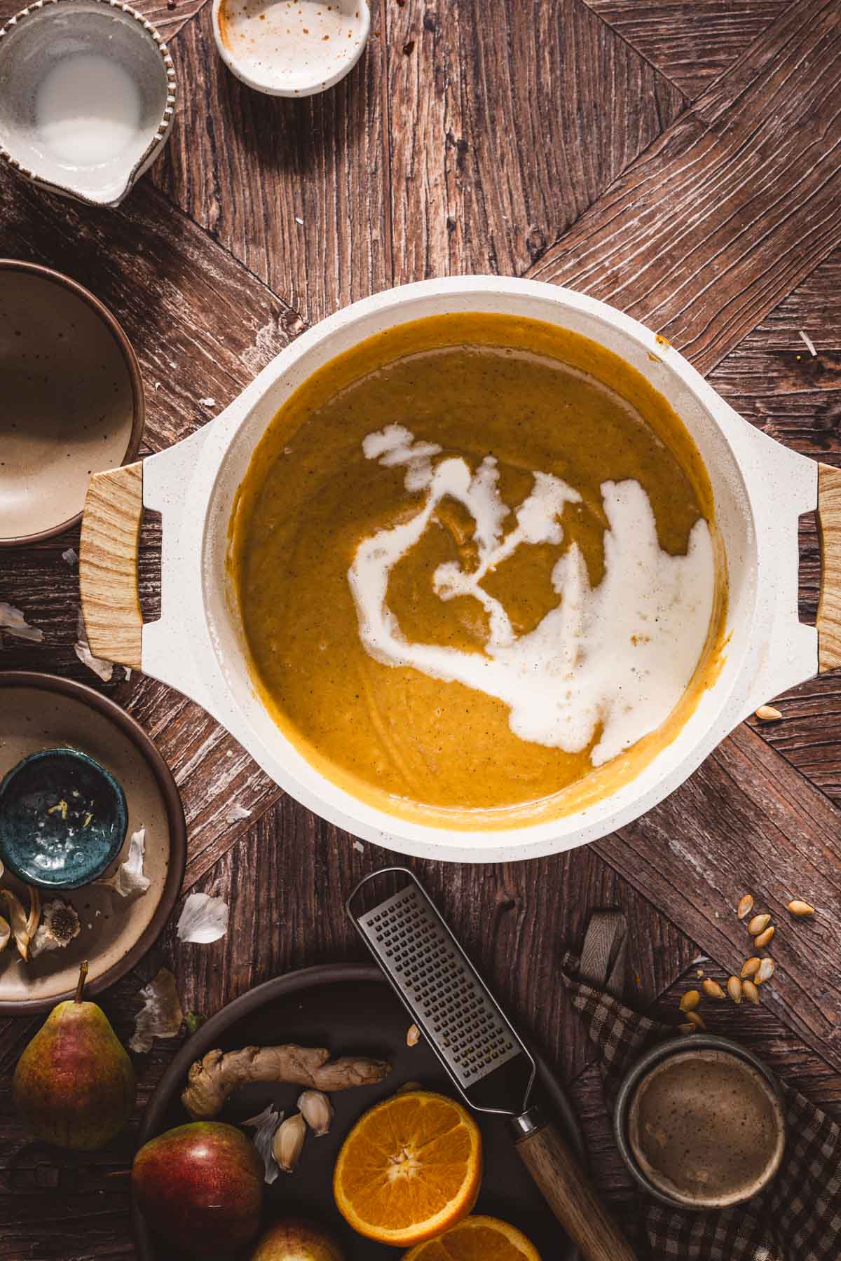 cream added to the soup