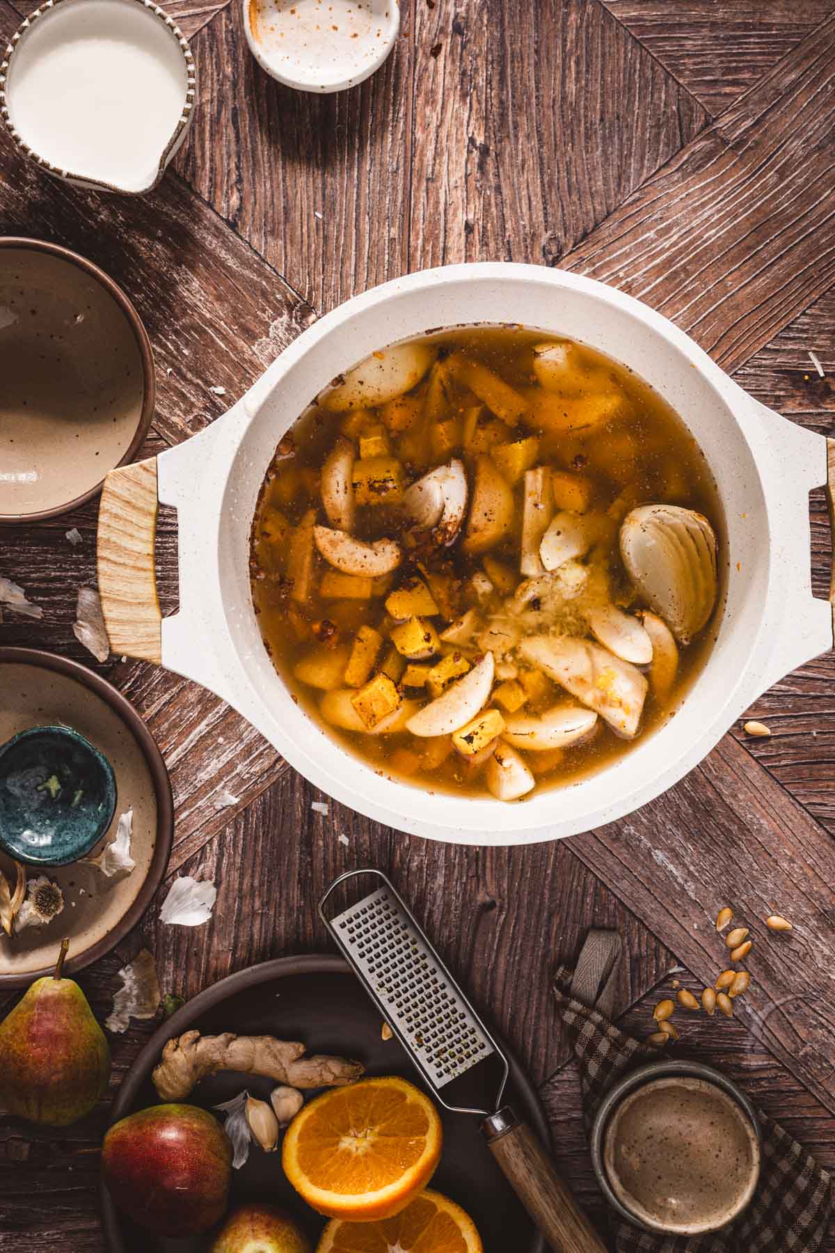 broth added to the pot