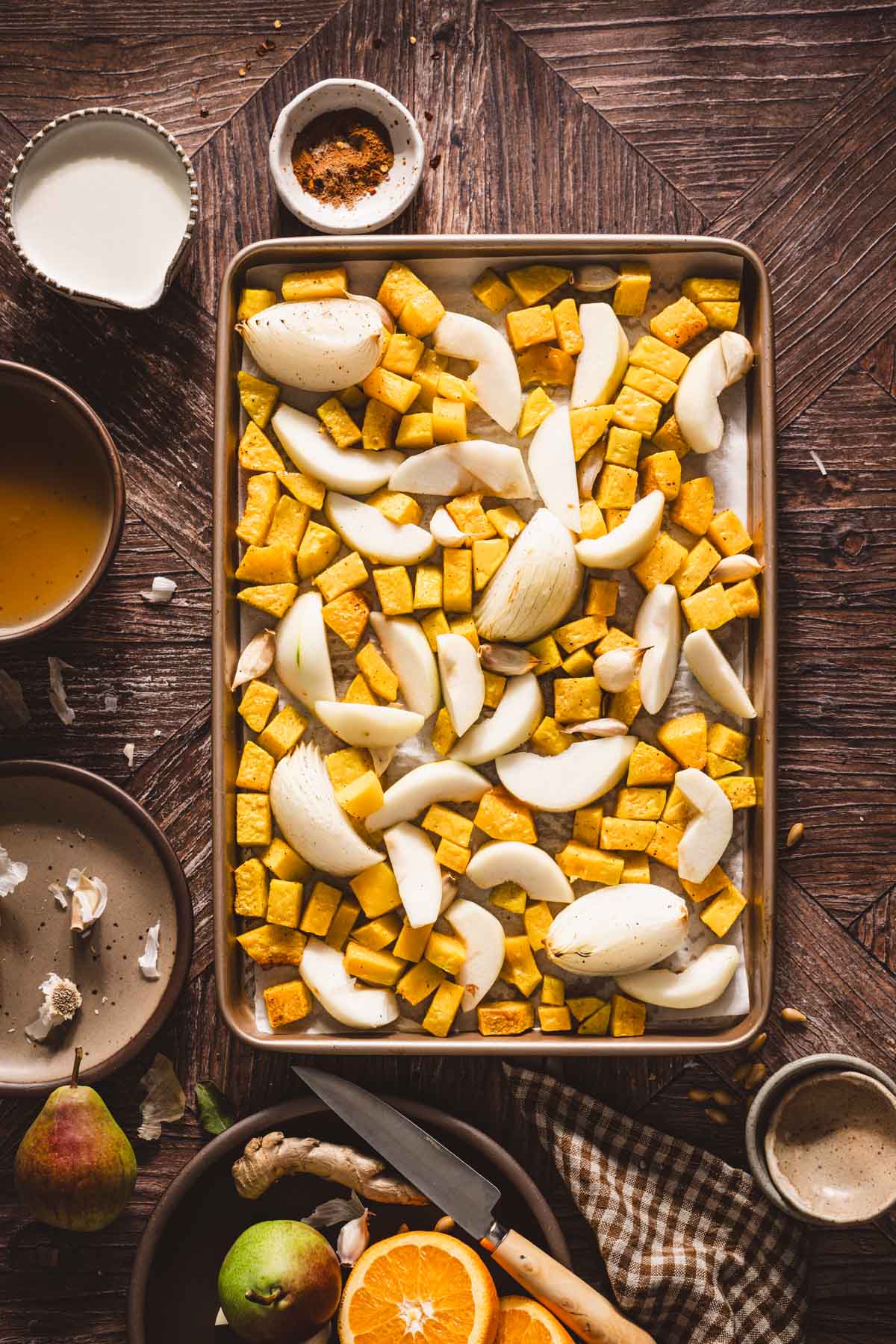 roasted veggies on a baking sheet