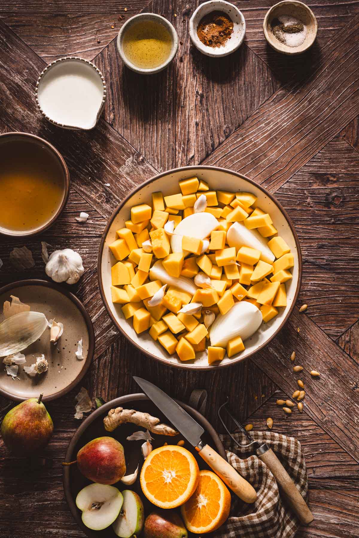 large bowl with squash abd onion