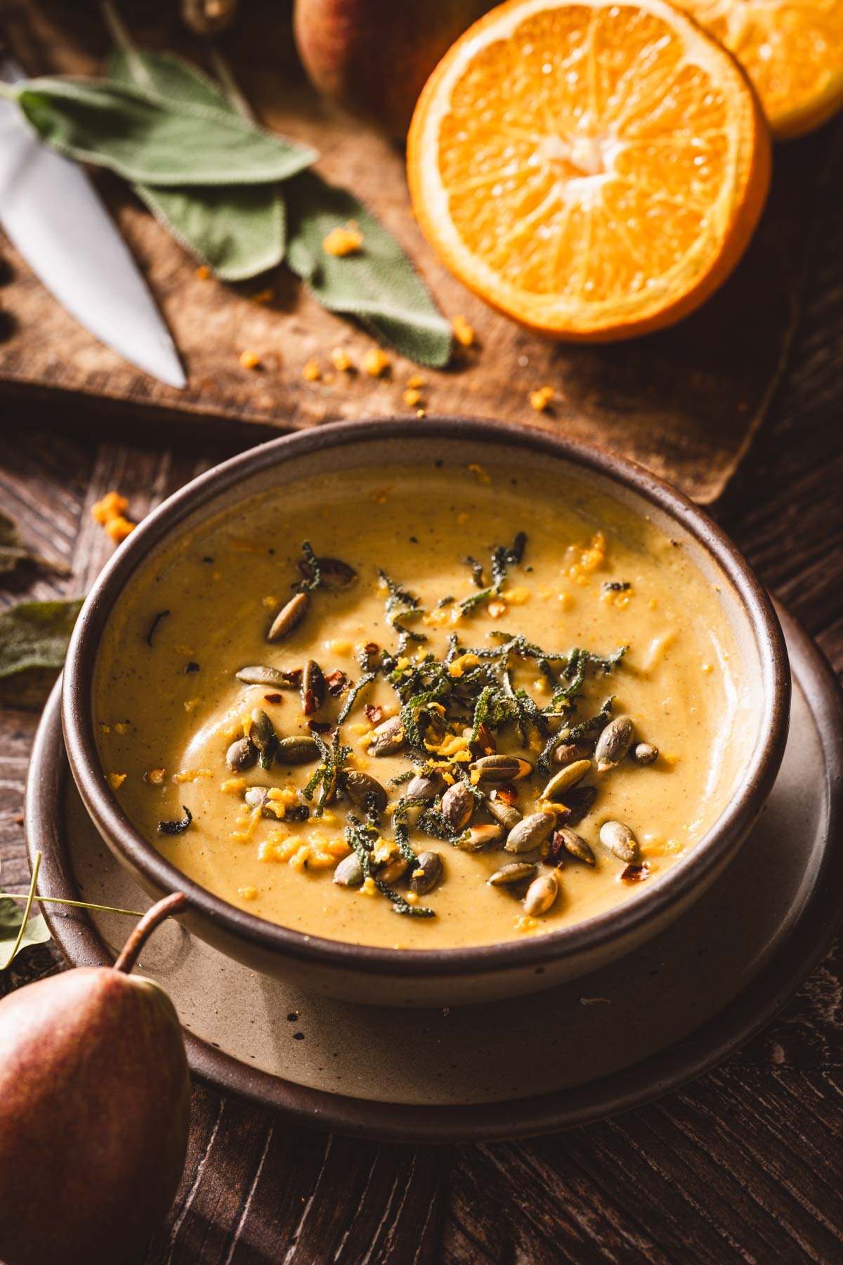 side view of the bowl witht he soup