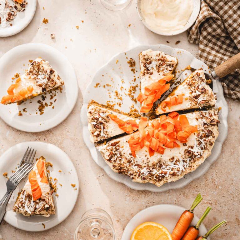 carrot cake on a serving platter