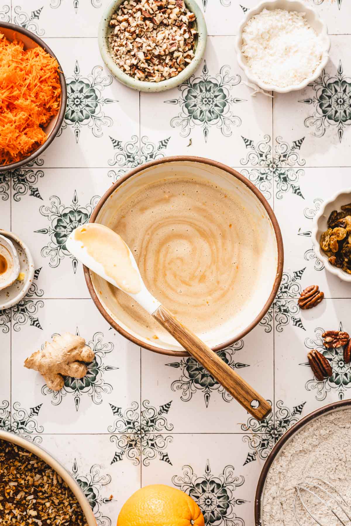 bowl with wet ing after adding cream