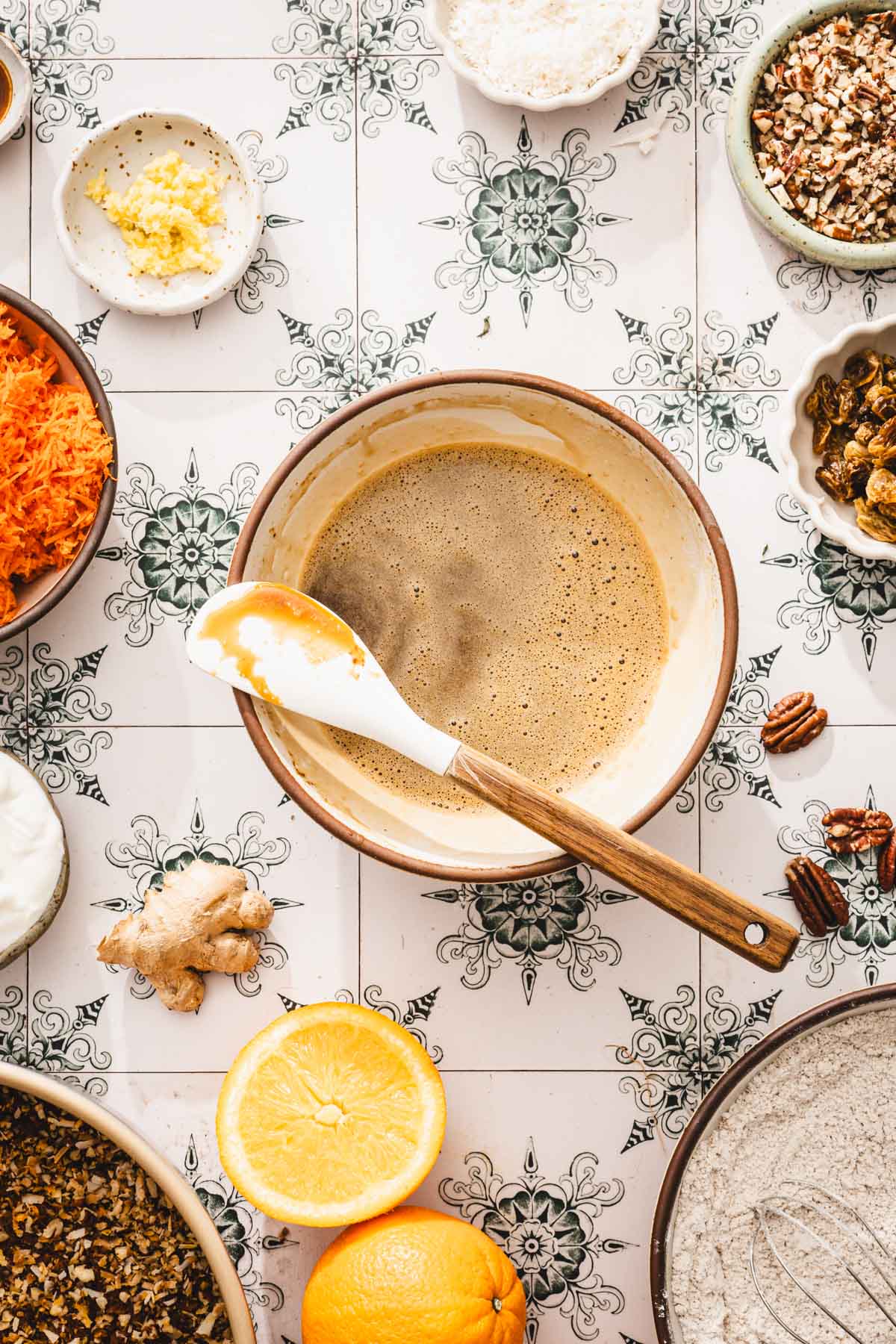 bowl wiht wet ing mixd