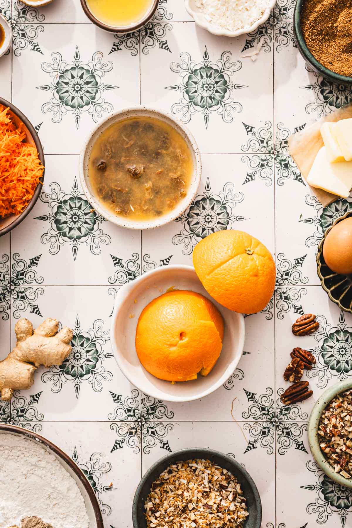 ing ot make carrot cake, soaking raisins
