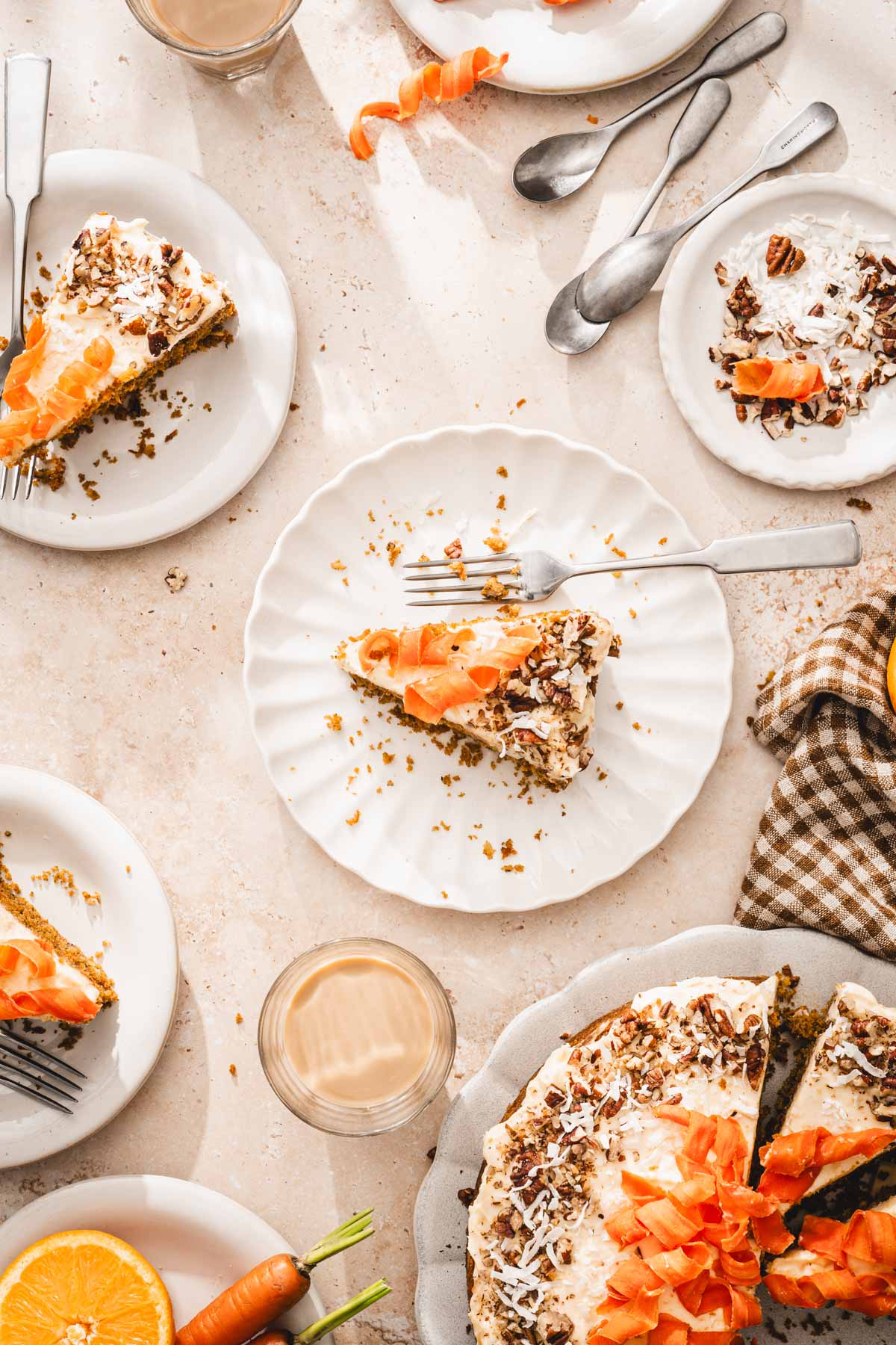 various plates with cake slices