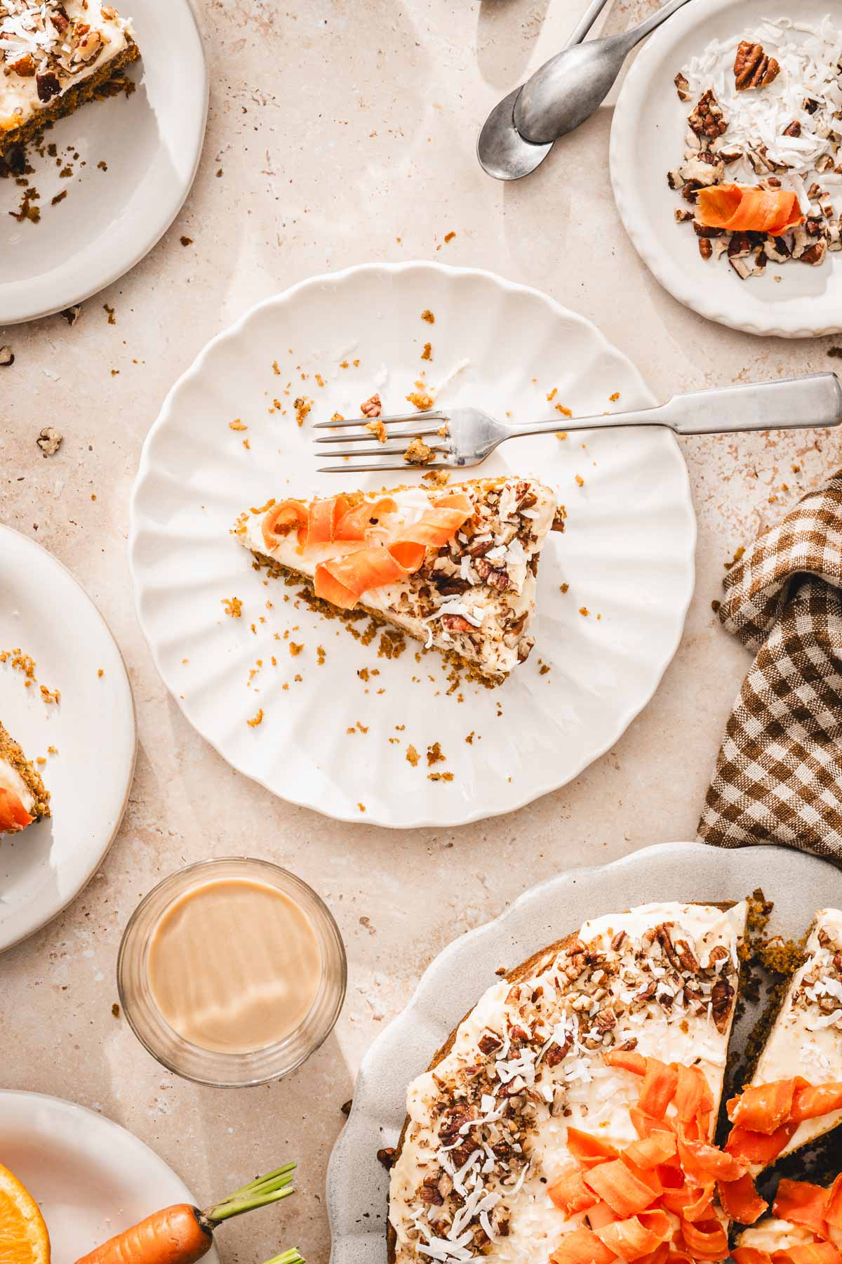 slice of carrot cake on aserving plate