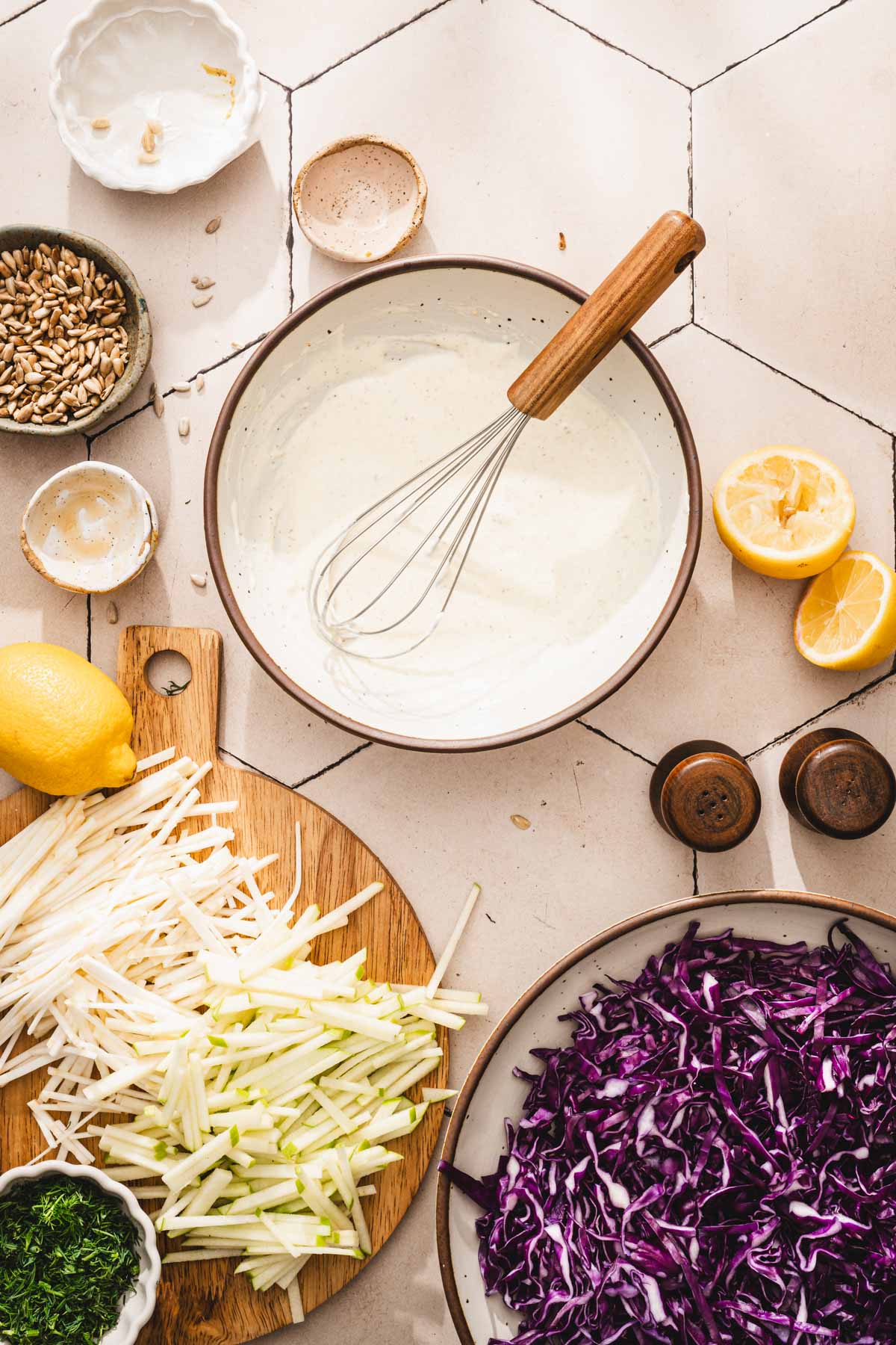 bowl with the mixed dressing