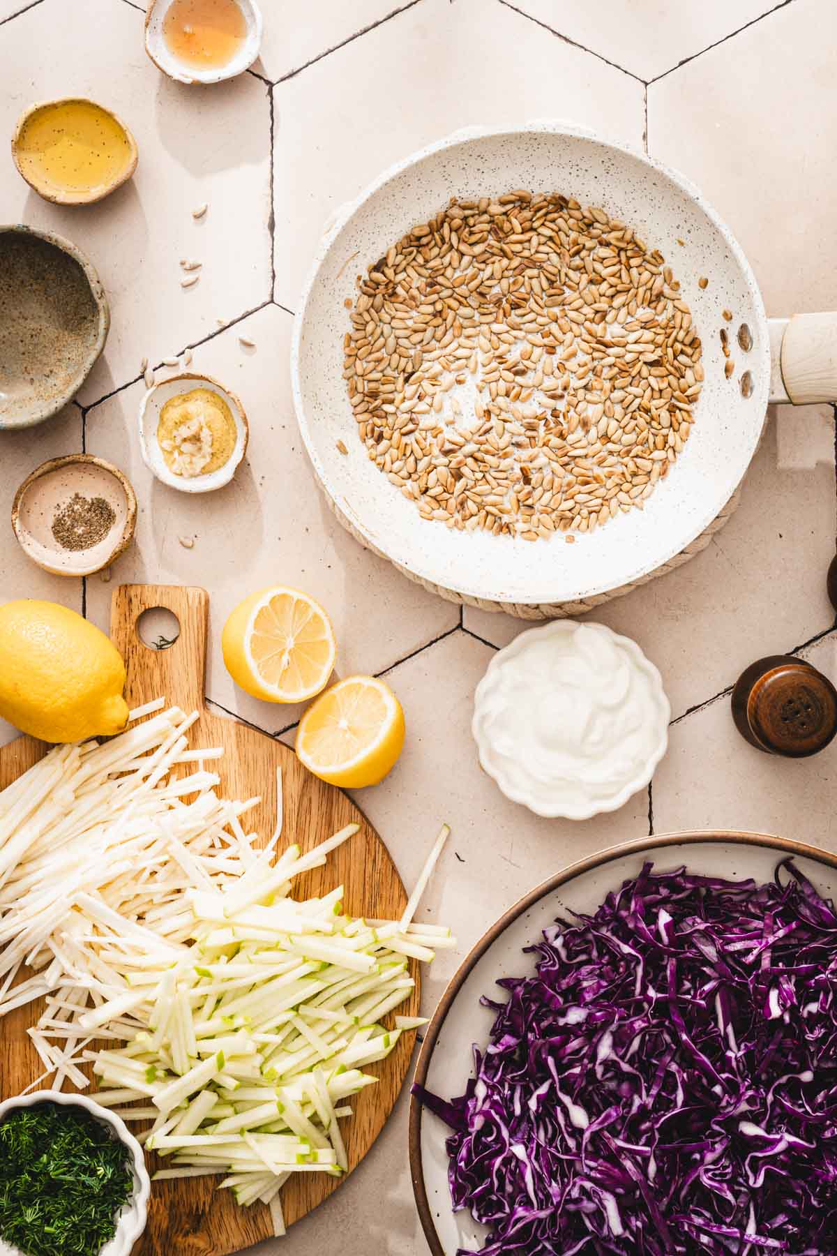skillet with roasted sunflower seeds