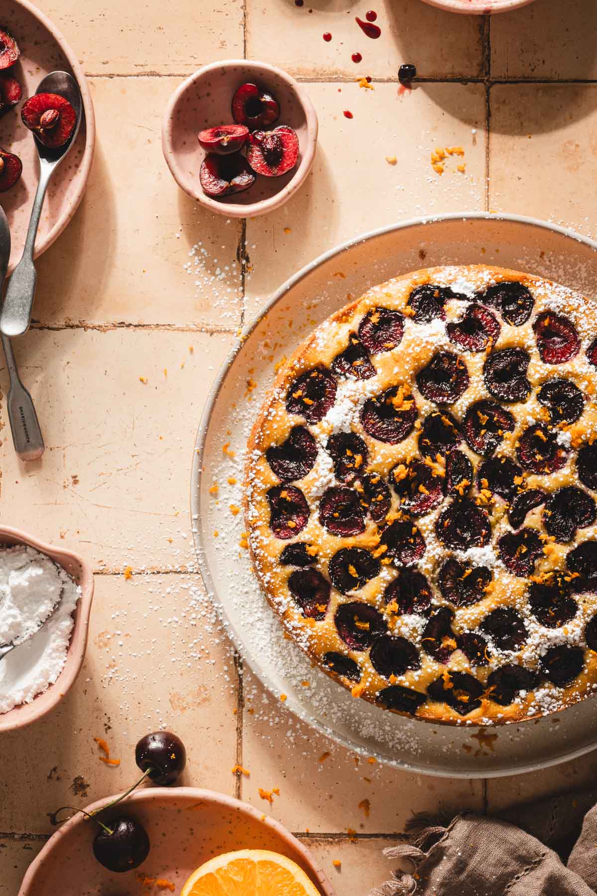 close up of the cherry sponge cake