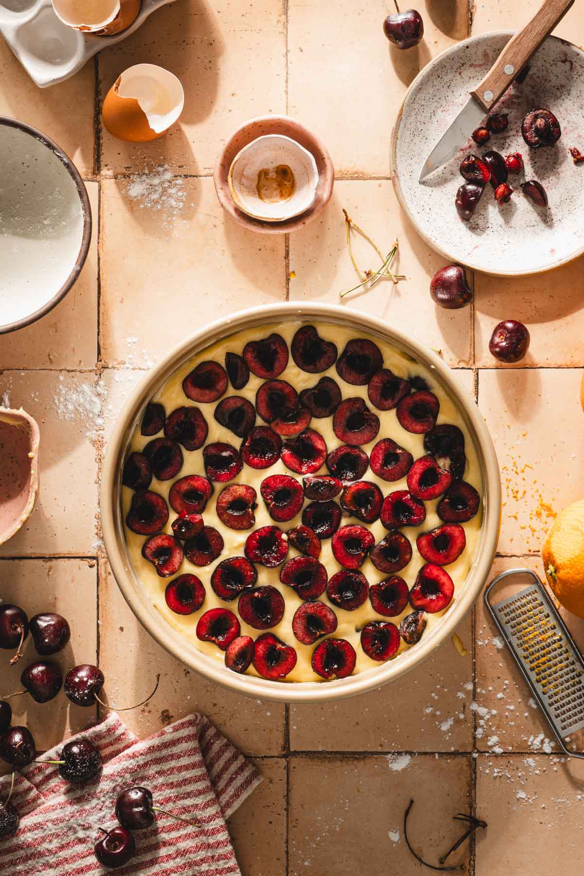 cherry cake ready for baking