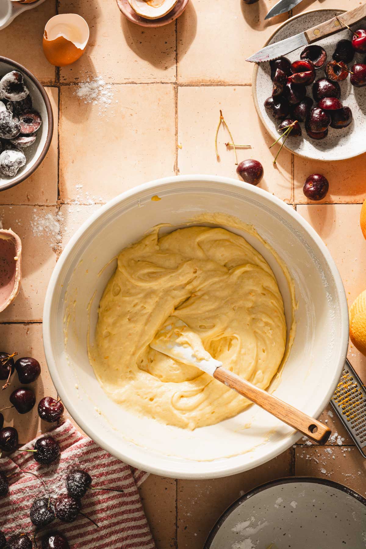 cake batter in a large bowl