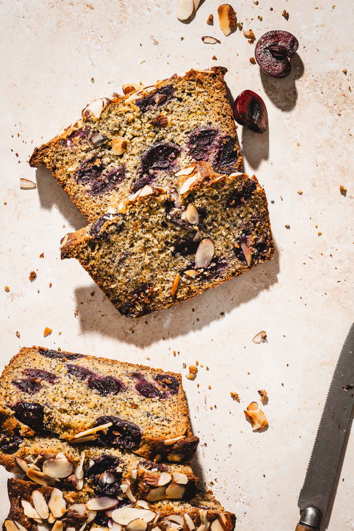 close up of cherry bread slices