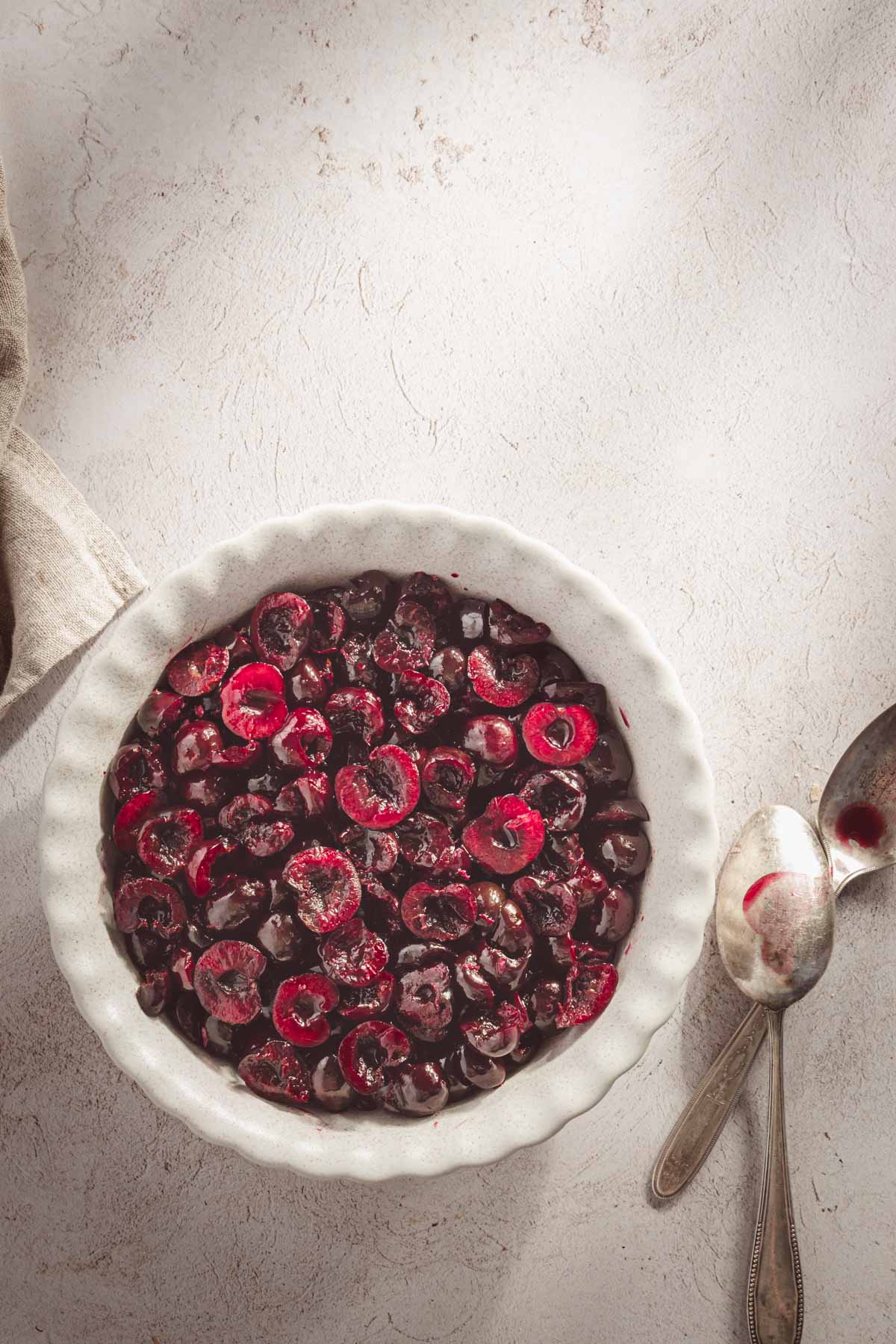 cherry filling in the baking dish