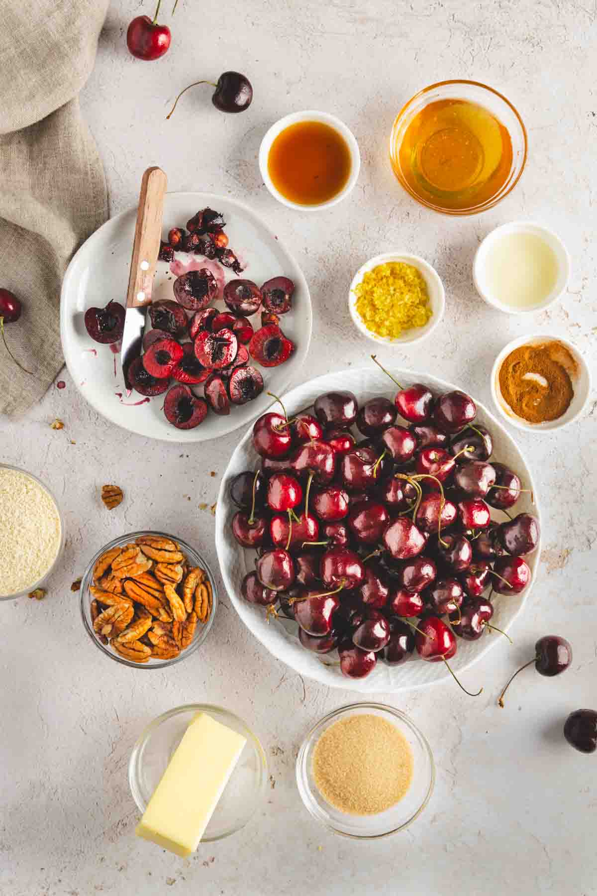 ingredients to make cherry crisp