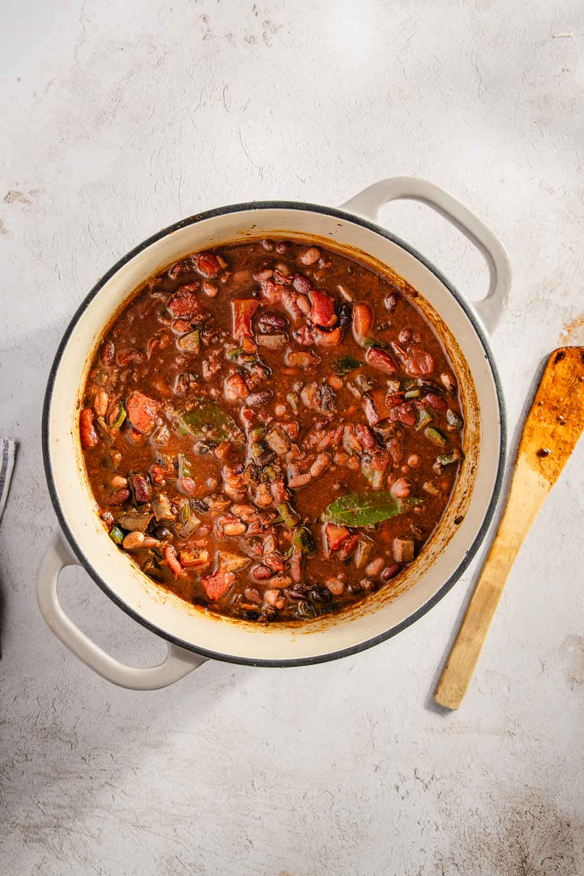 pot with cooked chili