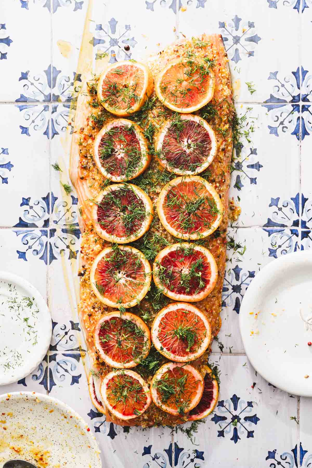 fresh dill added on top of the orange slices