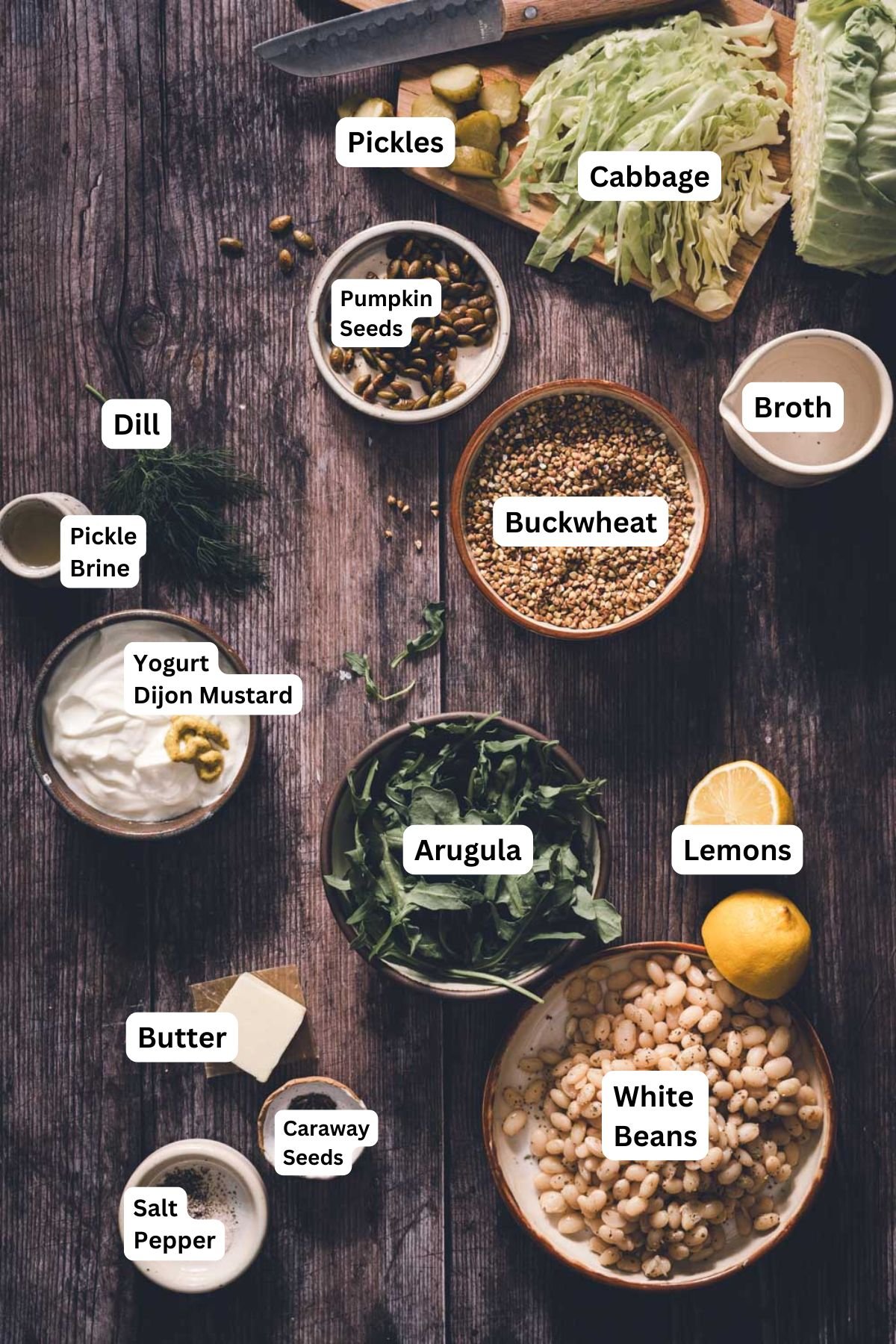 ingredients to make buckwheat bean bowl