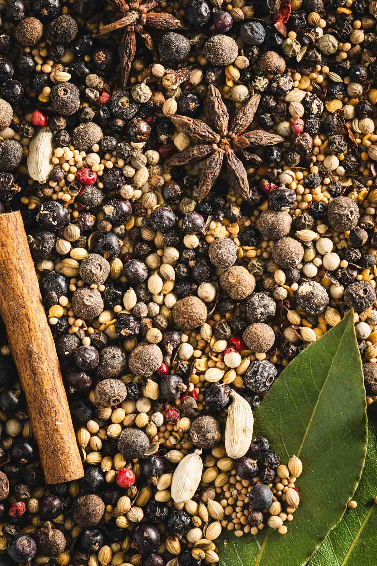 close up photo ingredients for Pickling spice