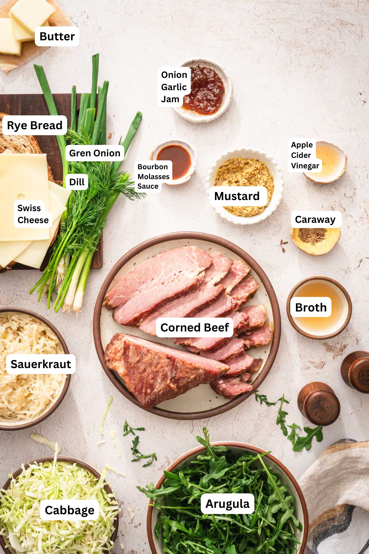 ing to mak cornd beef salad with name tags