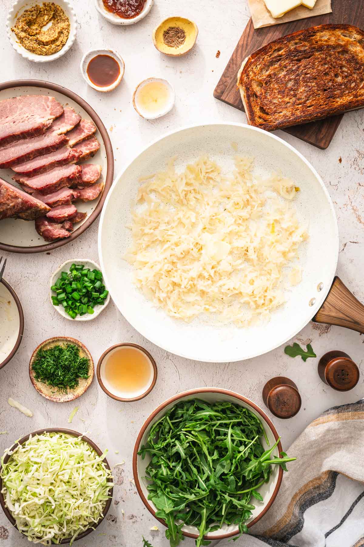 skillet with sauerkraut