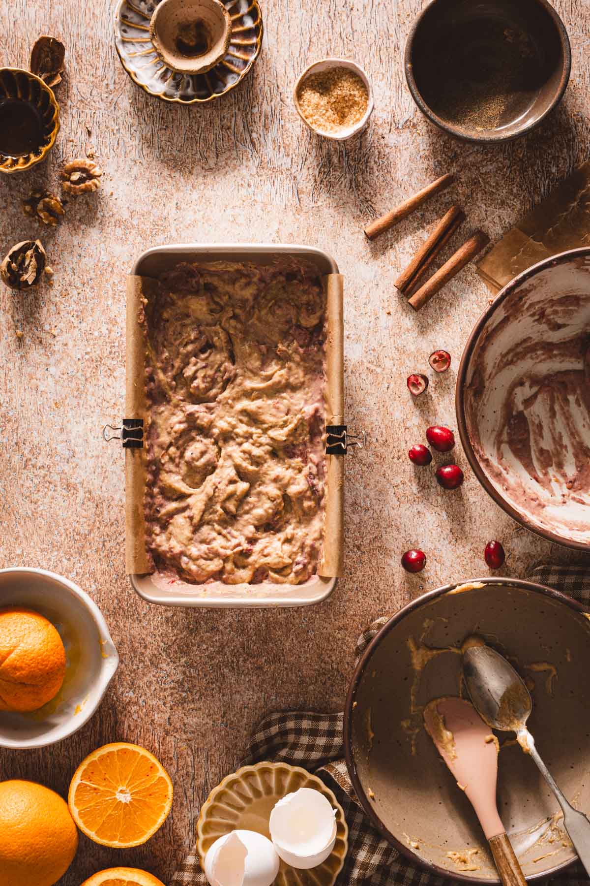 cake batter mixed in the baking dish