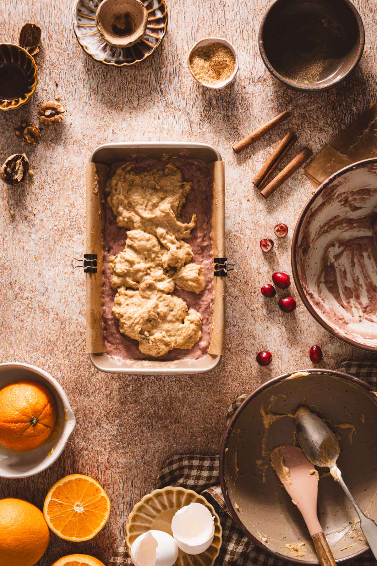 cake batter in the baking dish
